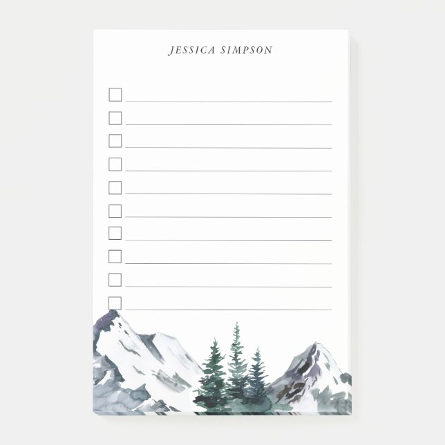 Elegante Wasserfarbengebirge - Wald zum Tun Post-it Klebezettel (Vorderseite)