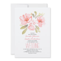 Elegante Wasserfarbenhochzeit Einladungen