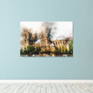 Elegante Wasserfarbenkunst der Kathedrale Notre Da Leinwanddruck