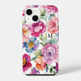 Elegante Wasserfarbenrosen blühen personalisierter iPhone 14 Hülle