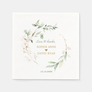 Elegante Watercolor Airy Blätter Gold Wedding Serviette