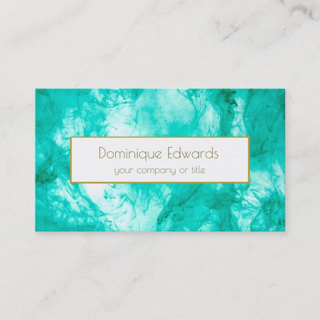 Elegante Watercolor Aqua Beruflich Visitenkarte (Vorderseite)
