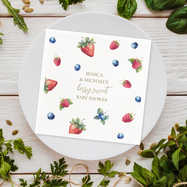 Elegante Watercolor Berry Sweet Baby Shower Serviette (Von Creator hochgeladen)