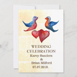 Elegante Watercolor Birds Hochzeiten Einladungen