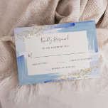 Elegante Watercolor Blau und Gold Bat Mitzvah RSVP Karte<br><div class="desc">Diese prächtigen und eleganten Bat Mitzvah uAwg Response Cards zeichnen sich durch trendige Aquarellbilder in femininen Farbtönen aus hellblau und dunkelblau aus. Imitate mit goldenen Glitzer sehen konfetti aus.</div>