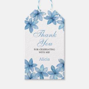 Elegante Watercolor Blue Blume Geburtstag Vielen D Geschenkanhänger