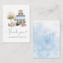 Elegante Watercolor Blue Bonjoor Bebe Baby Dusche