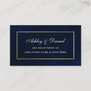 Elegante Watercolor Blue Gold Wedding Registry Begleitkarte