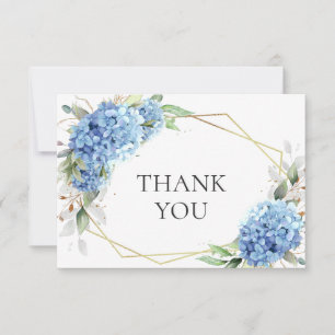 Elegante Watercolor Blue Hydrangea Blume Einfach Dankeskarte