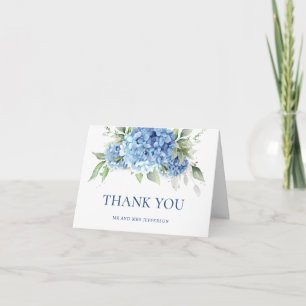 Elegante Watercolor Blue Hydrangea Blume Einfach Dankeskarte