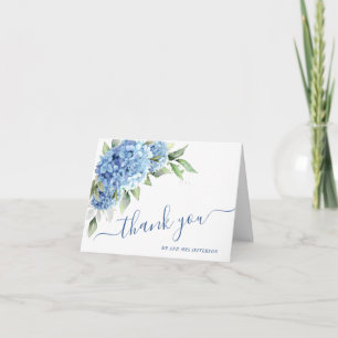 Elegante Watercolor Blue Hydrangea Blume Einfach Dankeskarte