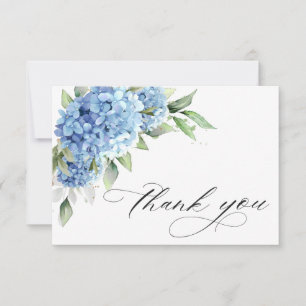 Elegante Watercolor Blue Hydrangea Blume Vielen Da Dankeskarte