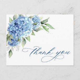 Elegante Watercolor Blue Hydrangea Blume Vielen Da Postkarte