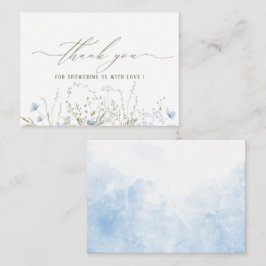 Elegante Watercolor Blue Wildblumen Babydusche Mitteilungskarte