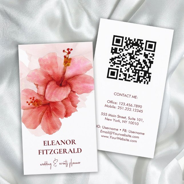 Elegante Watercolor Blume Feminine Business Card Visitenkarte (Von Creator hochgeladen)