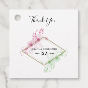 Elegante Watercolor Blume Hochzeitsgeschenk Geschenkanhänger