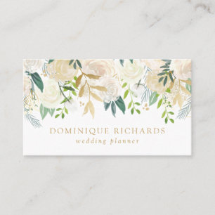 Elegante Watercolor-Blumen mit Imitat-Goldfolie Visitenkarte
