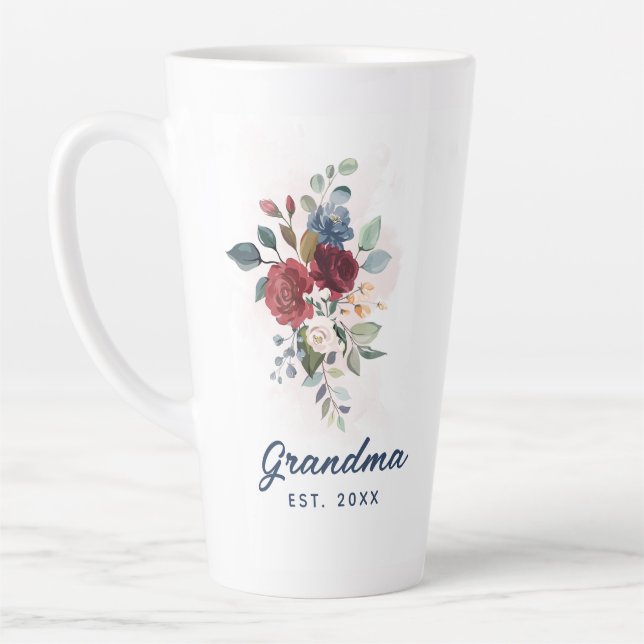 Elegante Watercolor Blumengranma Custom Milchtasse (Links)