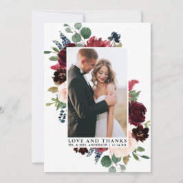 Elegante Watercolor Blumengrün Liebe Dank Dankeskarte