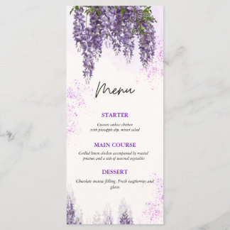 Elegante Watercolor Blumenkarte Menükarte