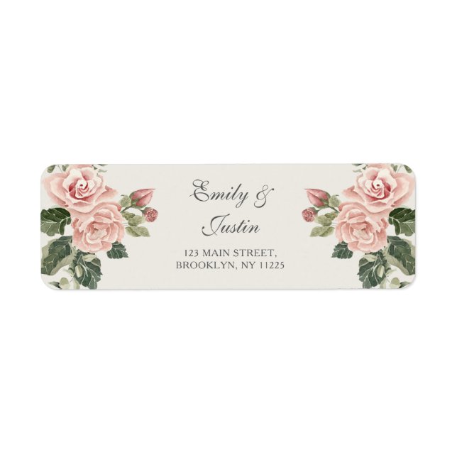 Elegante Watercolor Blush Pink Rose Hochzeitadress (Vorne)