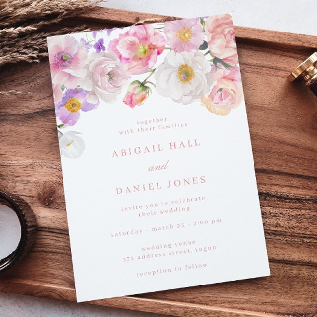 Elegante Watercolor Blütenhochzeit Einladung (Von Creator hochgeladen)