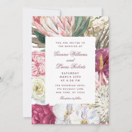 Elegante Watercolor Boho Floral Country Wedding Einladung
