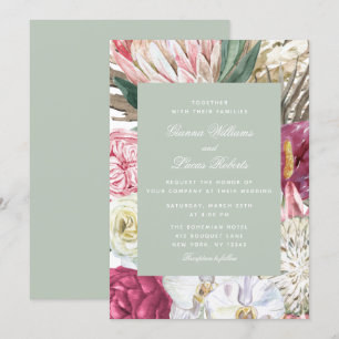 Elegante Watercolor Boho Floral Country Wedding Einladung
