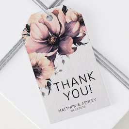 Elegante Watercolor Boho Pink Floral Wedding Geschenkanhänger