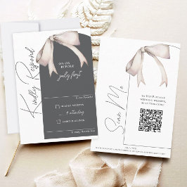 Elegante Watercolor Bow Modern Arch Wedding RSVP