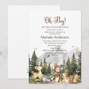 Elegante Watercolor Boy Adventure Begin Baby Show Einladung