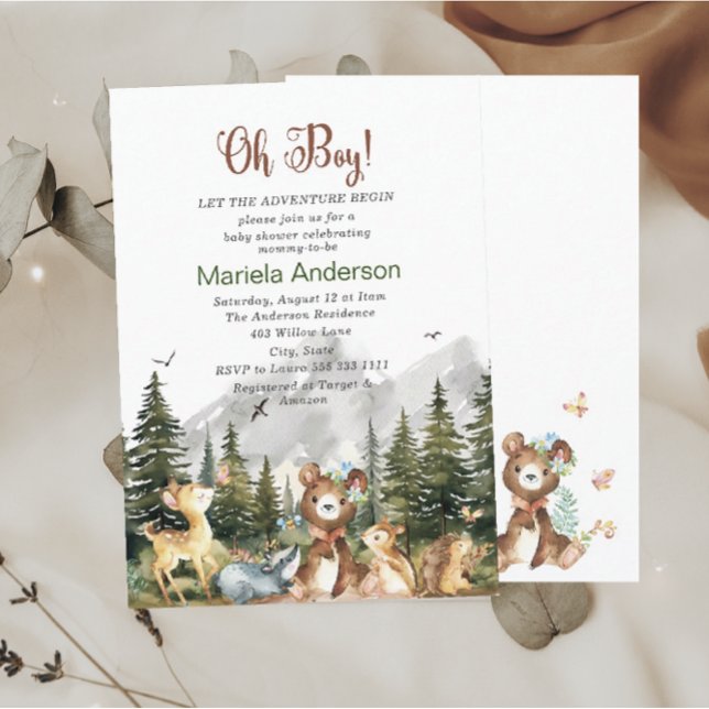 Elegante Watercolor Boy Adventure Begin Baby Show Einladung (Von Creator hochgeladen)
