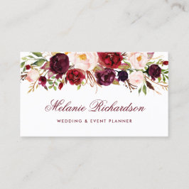 Elegante Watercolor Burgund Marsala Visitenkarte