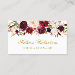 Elegante Watercolor Burgund Marsala Visitenkarte