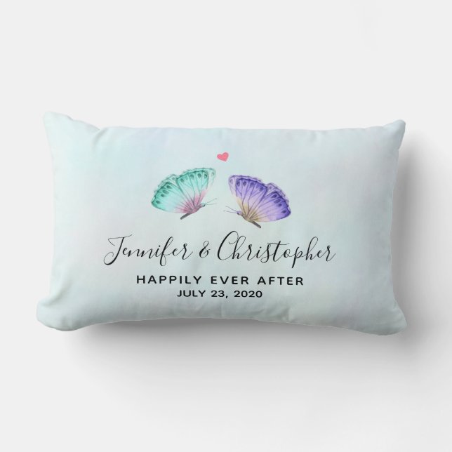 Elegante Watercolor Butterfly-Hochzeit Lendenkissen (Vorderseite)