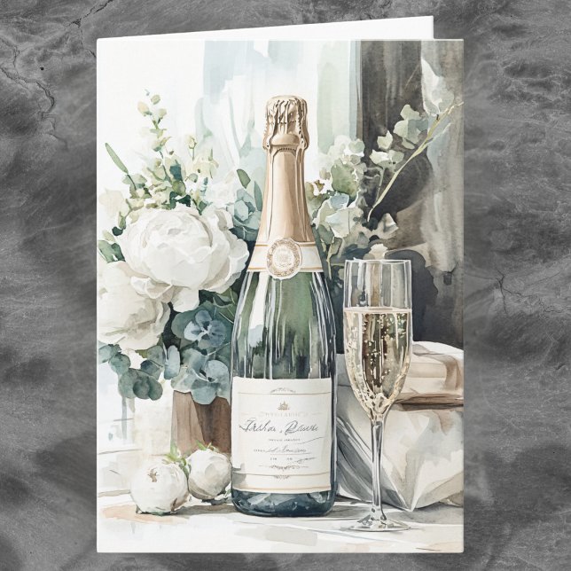 Elegante Watercolor Champagne Happy Jubiläum Karte (Von Creator hochgeladen)