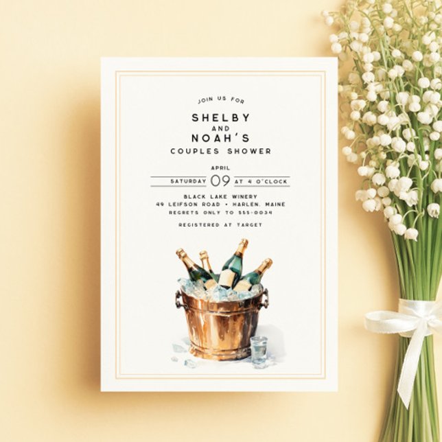 Elegante Watercolor Champagne Toast Paare Dusche Einladung (Von Creator hochgeladen)