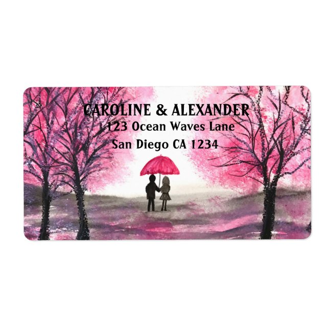 Elegante Watercolor Cherry Blossom Hochzeit (Vorne)