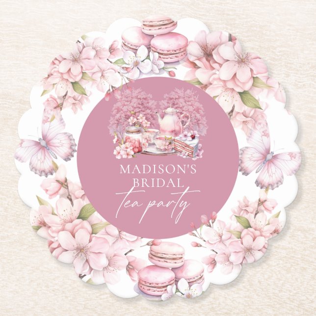 Elegante Watercolor Cherry Blossom Untersetzer (Vorderseite)
