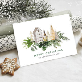 Elegante Watercolor Christmas Boho Zusammensetzung Feiertagskarte