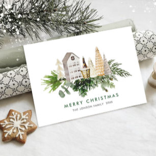 Elegante Watercolor Christmas Boho Zusammensetzung Feiertagskarte