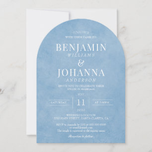 Elegante Watercolor Cornflower Blue Arch Wedding Einladung