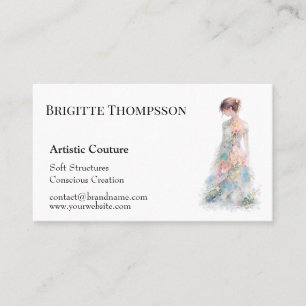 Elegante Watercolor Couture Brautmode-Designerin Visitenkarte