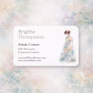 Elegante Watercolor Couture Brautmode-Designerin Visitenkarte