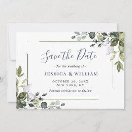 Elegante Watercolor Eucalyptus Floral Wedding Save The Date