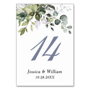 Elegante Watercolor Eucalyptus Wedding Tischnummer