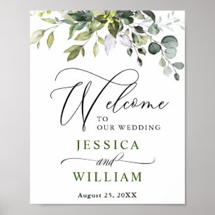 Elegante Watercolor Eucalyptus Wedding Welcome Pos Poster