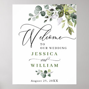Elegante Watercolor Eucalyptus Wedding Welcome Pos Poster