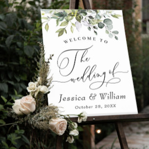 Elegante Watercolor Eucalyptus Wedding Willkommen Poster