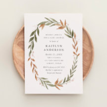 Elegante Watercolor Fall Wreath Baby Shower